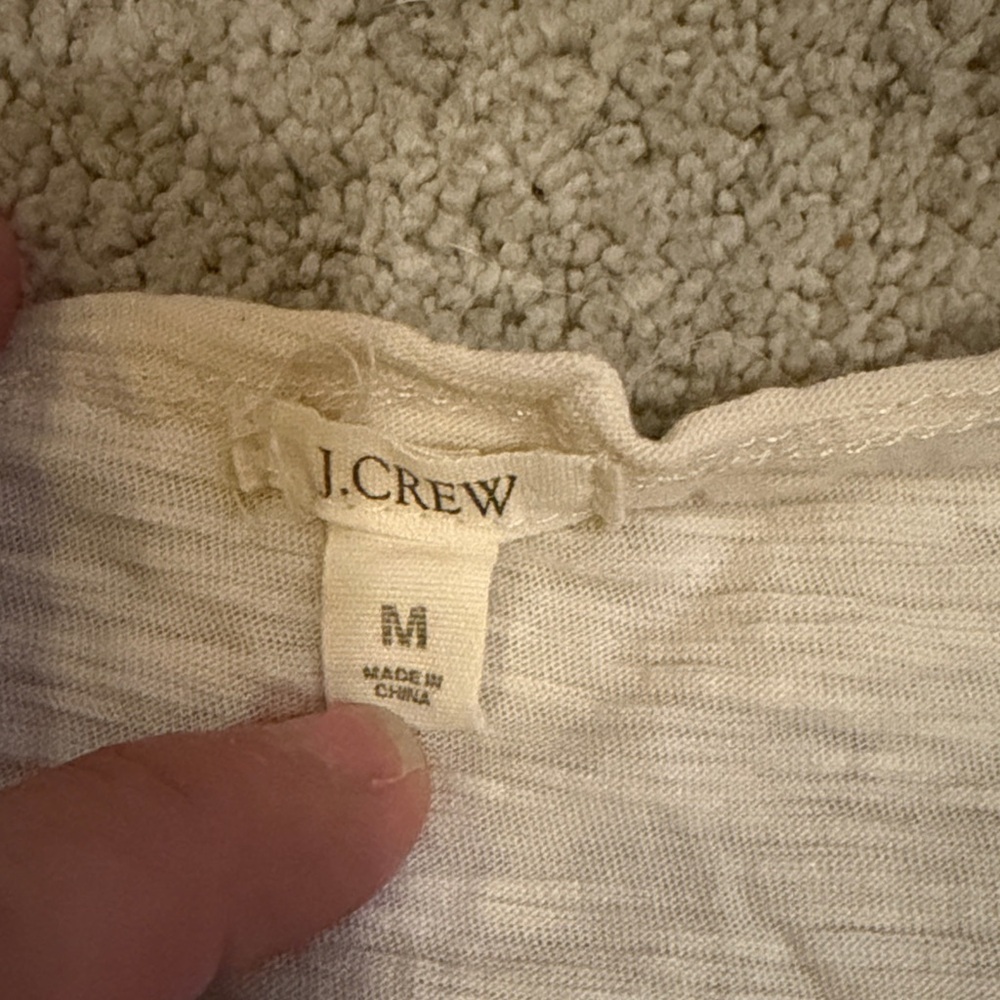 (020)J. Crew Off-White Ruffle Detail Tank Top - Picture 2 of 5